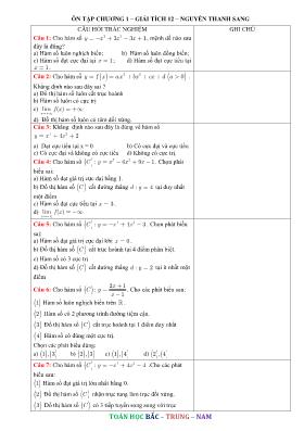 Bài tập ôn tập Chương 1 môn Giải tích 12  Nguyễn Thanh Sang